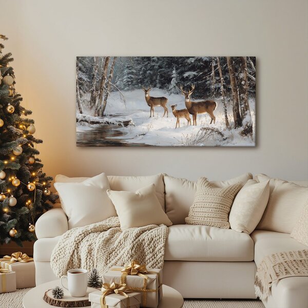 Quadro su tela – Famiglia di cervi in inverno