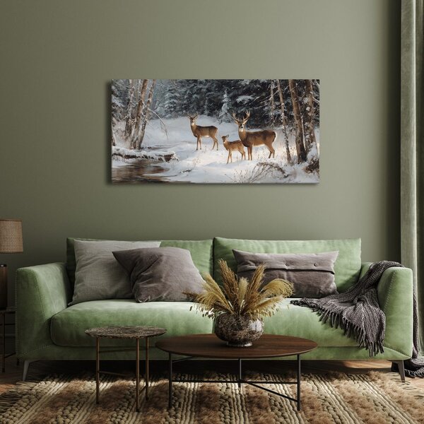 Quadro su tela – Famiglia di cervi in inverno