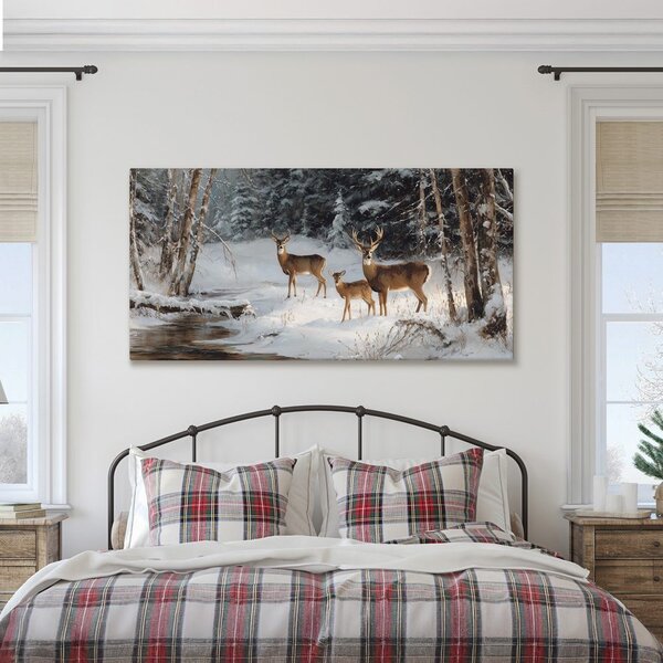 Quadro su tela – Famiglia di cervi in inverno