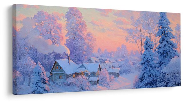 Quadro su tela Natalizio – Villaggio invernale incantato
