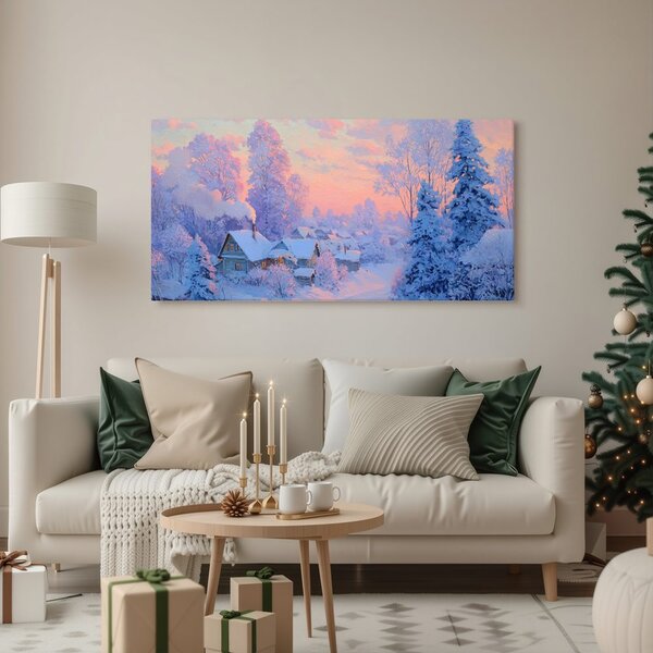 Quadro su tela Natalizio – Villaggio invernale incantato