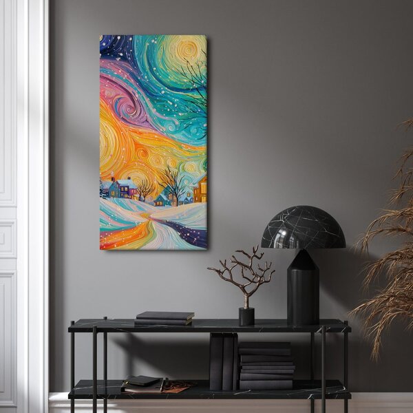 Quadro su tela – Alba di Natale sul villaggio