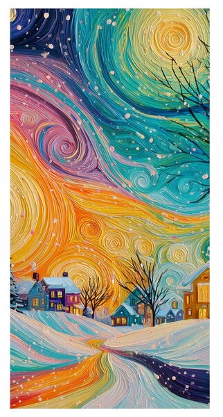 Quadro su tela – Alba di Natale sul villaggio