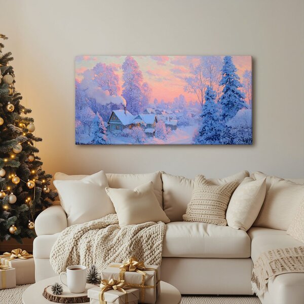 Quadro su tela Natalizio – Villaggio invernale incantato