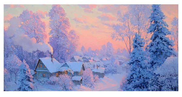 Quadro su tela Natalizio – Villaggio invernale incantato