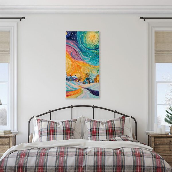 Quadro su tela – Alba di Natale sul villaggio