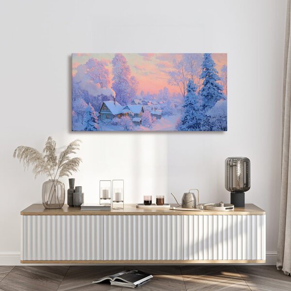 Quadro su tela Natalizio – Villaggio invernale incantato