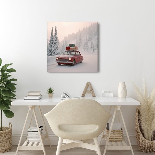 Quadro su tela Natalizio – Auto piena di regali