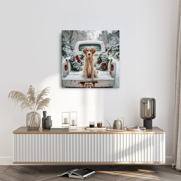 Quadro su tela Natalizio – Cane carino in posa