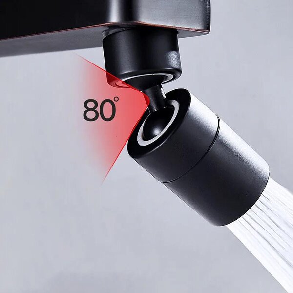 Aeratore per rubinetto - Attacco FM22 - Rotazione a 360° - Diffusore d'acqua - Ottone - Nero, modello lungo