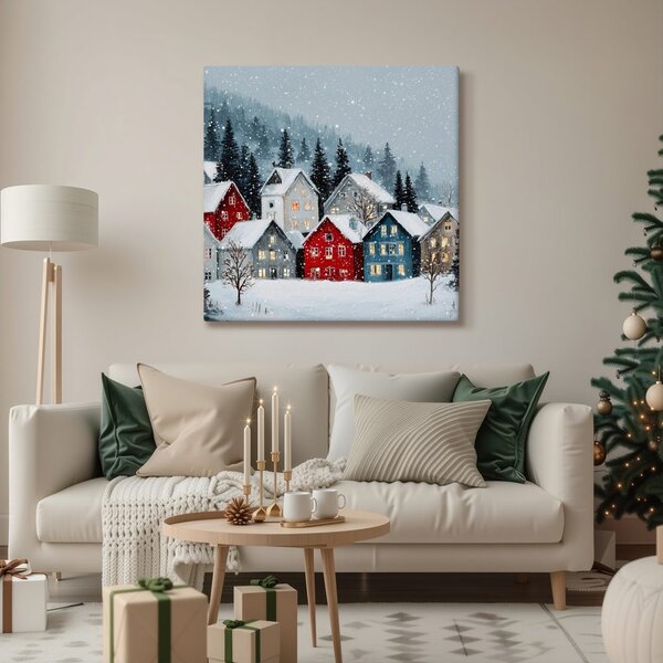 Quadro su tela Natalizio – Favola invernale in montagna