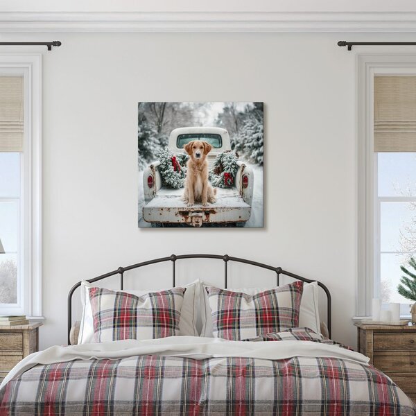 Quadro su tela Natalizio – Cane carino in posa