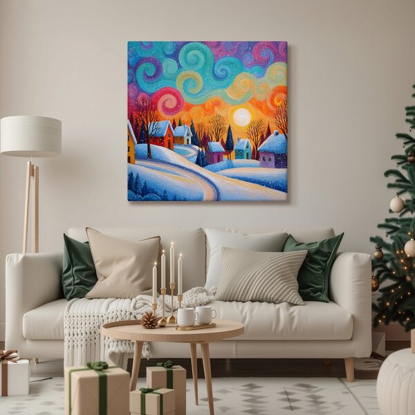 Quadro su tela – Sera festiva in montagna