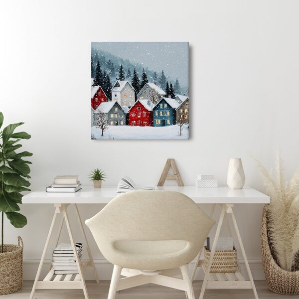 Quadro su tela Natalizio – Favola invernale in montagna