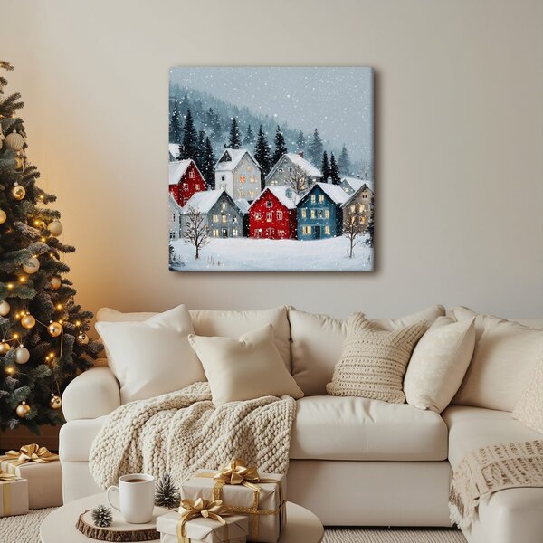 Quadro su tela Natalizio – Favola invernale in montagna
