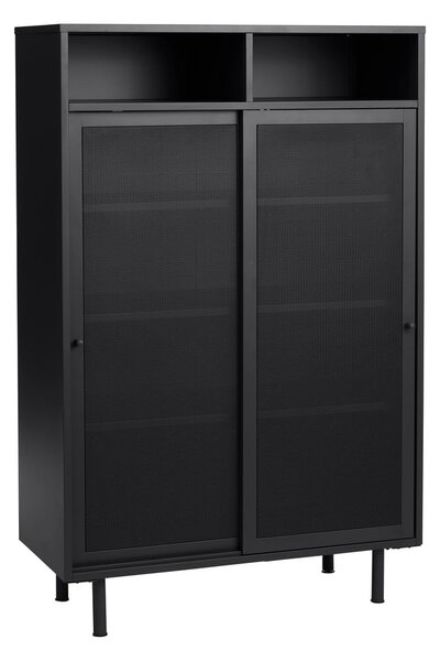 Armadietto nero in metallo con ante scorrevoli 90x140x40 cm Veep – Unique Furniture