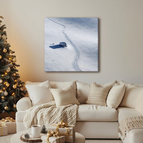 Quadro su tela – Chalet solitario in inverno