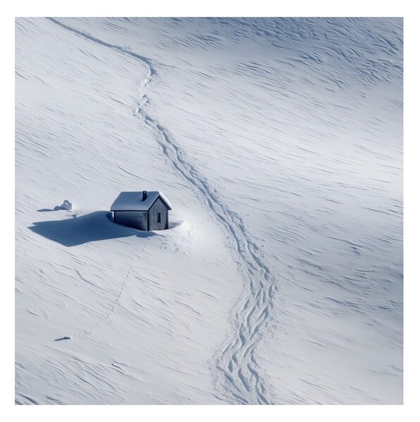 Quadro su tela – Chalet solitario in inverno