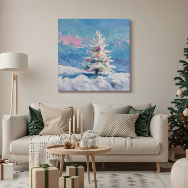 Quadro su tela – Magia invernale con albero di Natale