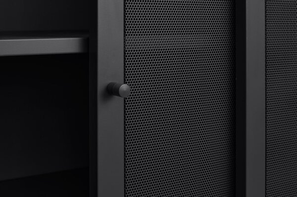 Armadietto nero in metallo con ante scorrevoli 90x140x40 cm Veep – Unique Furniture