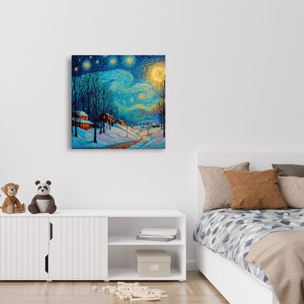 Quadro su tela Natalizio – Paesaggio notturno festivo