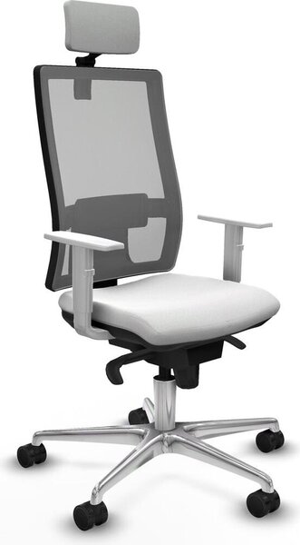 Sedia da ufficio con poggiatesta, modello Horna Piqueras y Crespo 4B086N2, colore bianco