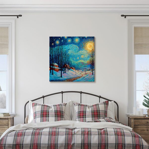Quadro su tela Natalizio – Paesaggio notturno festivo