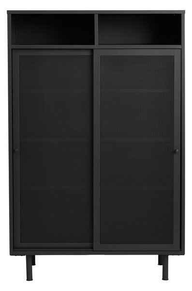 Armadietto nero in metallo con ante scorrevoli 90x140x40 cm Veep – Unique Furniture