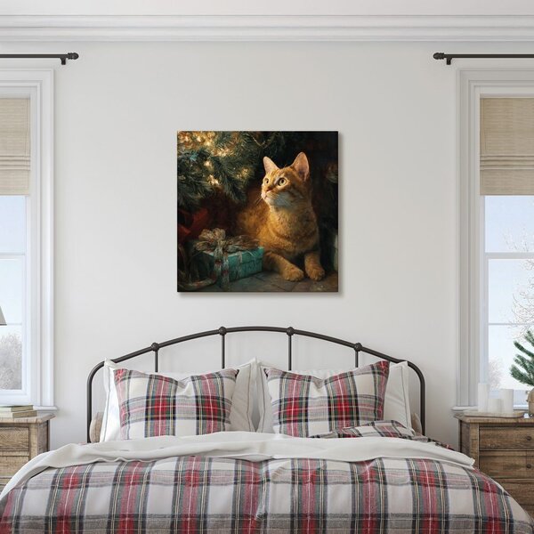 Quadro su tela Natalizio – Momenti festivi con gatto