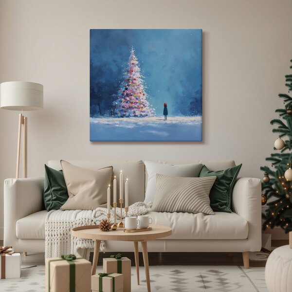 Quadro su tela – Favola invernale con albero di Natale