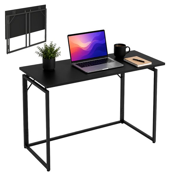 Relaxdays, scrivania, dimensioni (altezza x larghezza x profondità): 74 x 100 x 50 cm, pieghevole, salvaspazio, scrivania da lavoro, scrivania per ufficio, ideale per l'home office, colore nero
