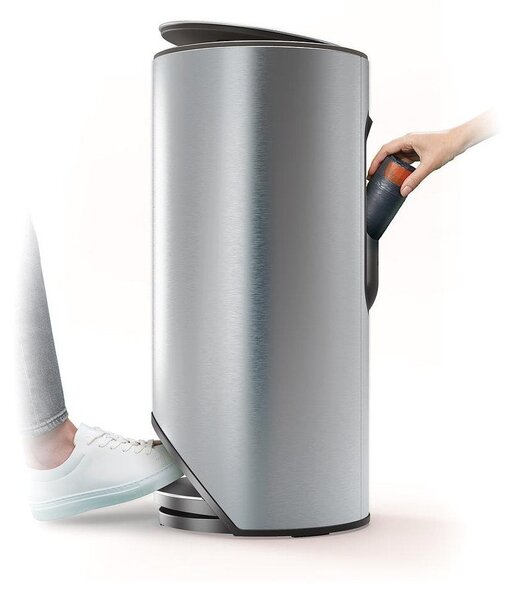 Cestino per la spazzatura color argento lucido in acciaio inox con pedale 30 l Arc – Joseph Joseph