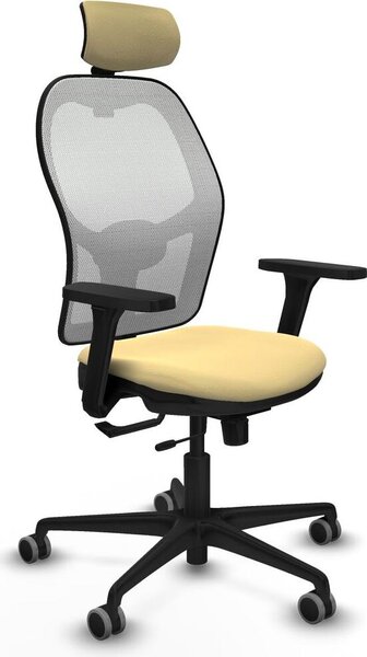 Sedia da ufficio con poggiatesta, modello Jorquera Piqueras y Crespo 3D036G2, colore crema