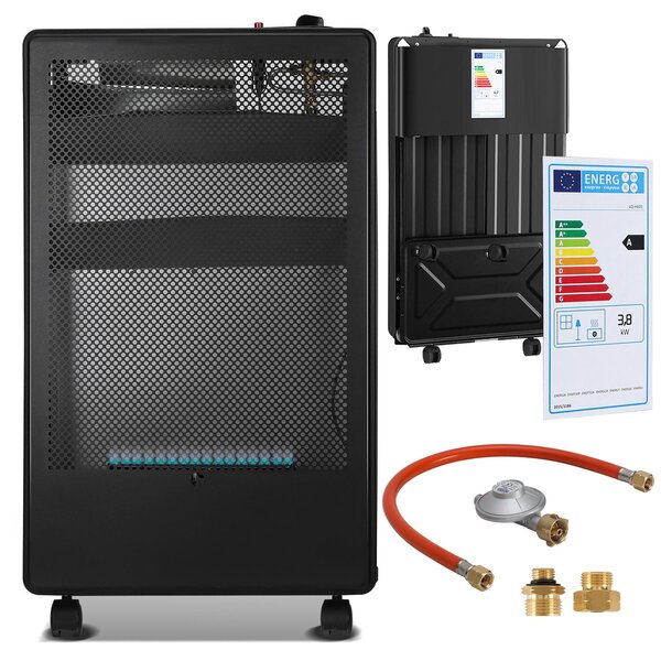 Fornello a gas portatile con fiamma blu, 3800 W, pieghevole e mobile, adatto per bombole di GPL fino a 15 kg, completo di 2 adattatori EU
