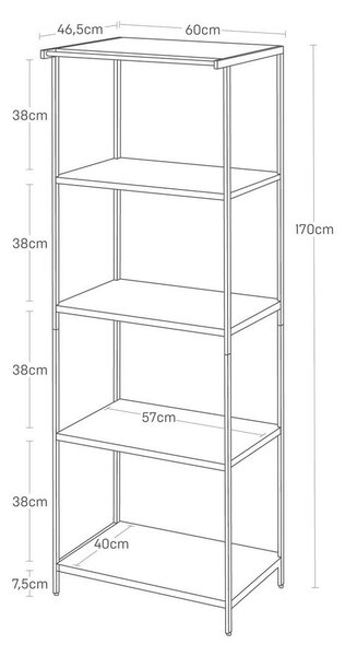 Scaffale bianco opaco in acciaio 60x170x46,5 cm Tower – YAMAZAKI