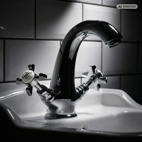 PaulGurkes miscelatore per lavabo retro cromo stile inglese vintage rubinetto nostalgico