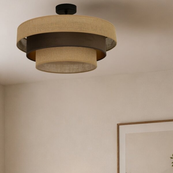 Plafoniera WENTA 1xE27/60W/230V diam. 50 cm iuta/marrone
