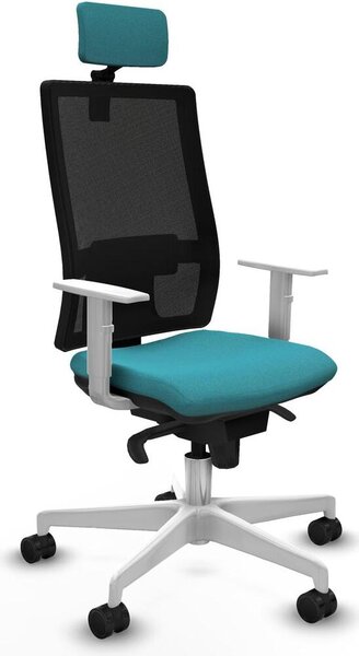 Sedia da ufficio con poggiatesta, modello Horna Piqueras y Crespo 4B026N2, colore turchese