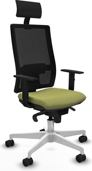 Sedia da ufficio con poggiatesta, marca Piqueras y Crespo, modello 1D026N1, colore verde