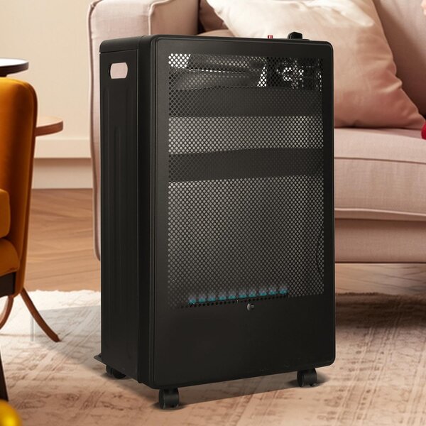 Stufa a gas portatile Eikuavons Blue Flame, 2200 W/3800 W, con regolatore di pressione e tubo flessibile, dotata di 5 ruote girevoli