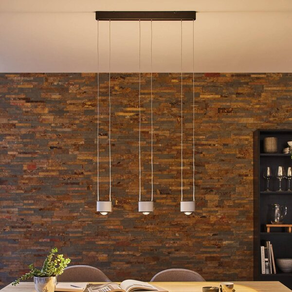 Paulmann Lampada LED a sospensione Aldan, alluminio, dimmerabile, 3 luci. dimmerabile, Alluminio / Grigio / Zincato, Soggiorno / Sala da pranzo, Alluminio, Moderno