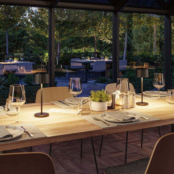 Paulmann Lampada LED da tavolo solare a Else, nera, IP44 dimmerabile, Nero, Soggiorno / Sala da pranzo, Alluminio, Moderno, Lampade solari