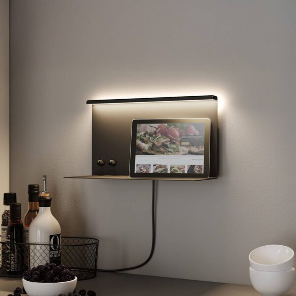Paulmann Applique da parete a LED Jarina, dimmerabile, Nero, Camera da letto, Metallo, Moderno, Applique a LED