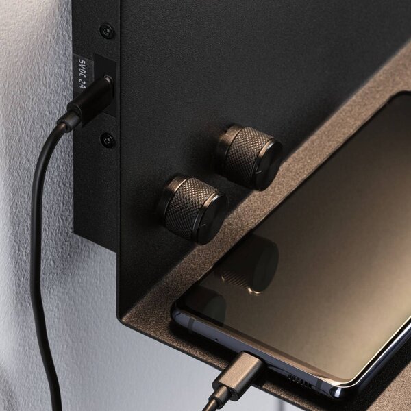 Paulmann Applique da parete a LED Jarina, dimmerabile, Nero, Camera da letto, Metallo, Moderno, Applique a LED