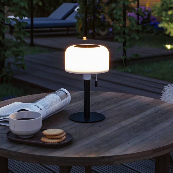 Paulmann Lampada LED da tavolo solare a Bartja, nera, IP44 dimmerabile, Nero, Soggiorno / Sala da pranzo, Plastica, Moderno, Lampade solari
