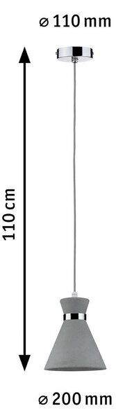 Paulmann Lampada a sospensione Verve, dimmerabile, Alluminio / Grigio / Zincato, Bagno, calcestruzzo / cemento, Moderno, Lampada a sospensione