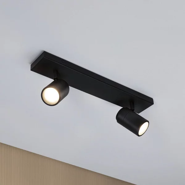 Paulmann Faretto da soffitto Zyli nero lunghezza 40 cm a 2 luci IP44 Zyli, dimmerabile, Nero, Bagno, Metallo, Moderno