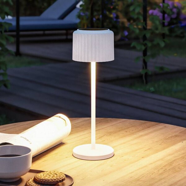 Paulmann Lampada LED da tavolo solare a Else, bianca, IP44, dimmerabile, Bianco / Opale, Soggiorno / Sala da pranzo, Alluminio, Moderno, Lampade solari