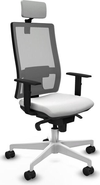 Sedia da ufficio con poggiatesta, modello Horna Piqueras y Crespo 1D026N2, colore bianco