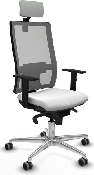 Sedia da ufficio con poggiatesta, modello Horna Piqueras y Crespo 1D086G2, colore bianco